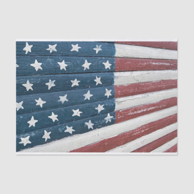Papel De Seda Bandeira Americana de Wooden Rustic (Frente )