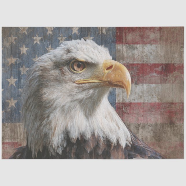Papel De Seda Bandeira Americana Desnupage Bald Eagle Weathered (Frente )