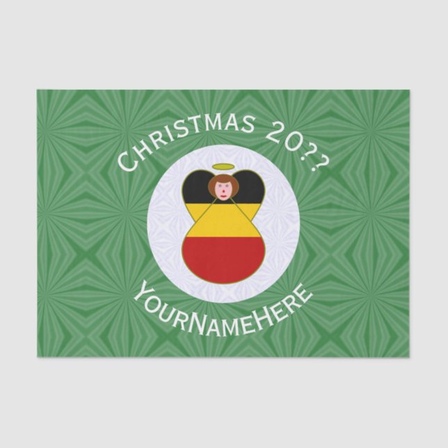 Papel De Seda Bandeira de Natal do Anjo Alemão Personalizada (Frente )