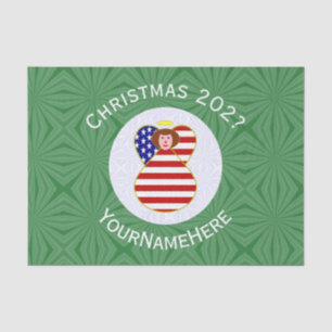 Papel De Seda Bandeira de Natal do Anjo de Cabelo Vermelho Perso