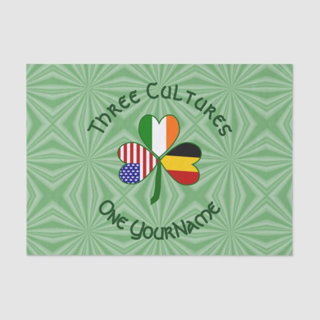 Papel De Seda Bandeira de Shamrock belga irlandesa Americana Per (Frente )