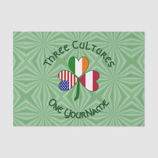 Papel De Seda Bandeira de Shamrock irlandês austríaca personaliz (Frente )