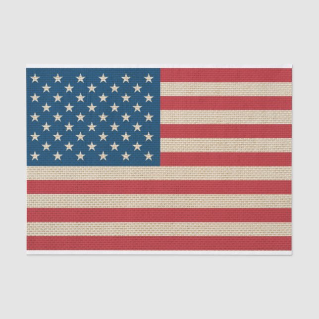 Papel De Seda bandeira faux burlap dos EUA (Frente )