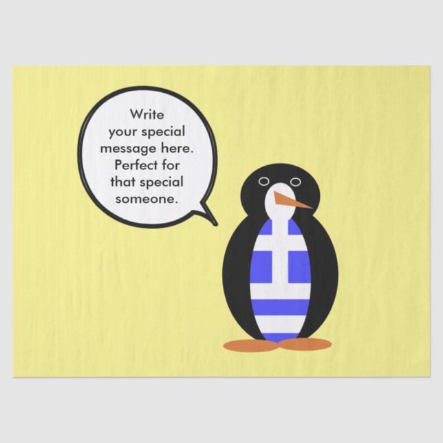 Papel De Seda Bandeira Grega Pinguim Ms Personalizado (Frente )