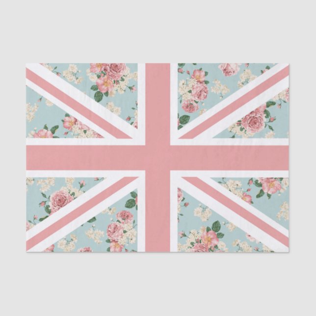 Papel De Seda Bandeira inglesa de Union Jack dos rosas (Frente )