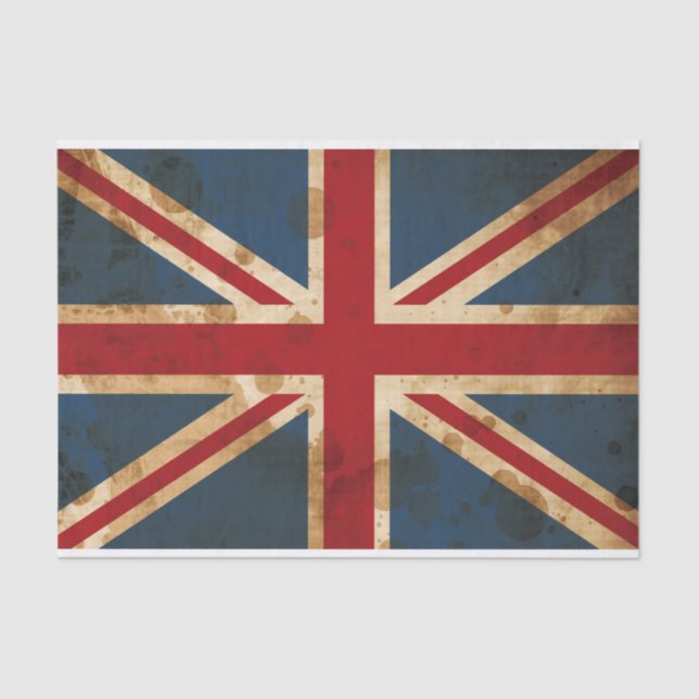 Papel De Seda Bandeira manchada de Union Jack Reino Unido do (Frente )