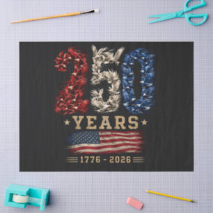 Papel De Seda Bandeira Patriótica Águia Americana 250 Anos