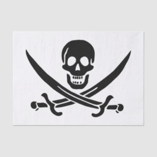 Papel De Seda Bandeira Pirata Caveira Espadas Cruzadas