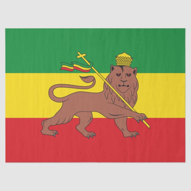 Papel De Seda Bandeira Rastafária da Etiópia Leão de Judah (Frente )