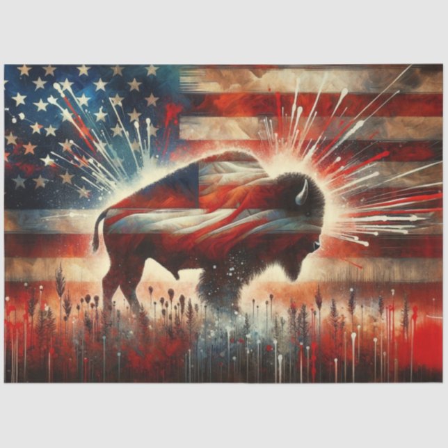 Papel De Seda Bandeira Russa Americana com Descamação Bison (Frente )