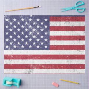 Papel De Seda Bandeira Vintage EUA Patriótica Americana Vermelha