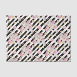 Papel De Seda Banheira Rosa Daisy Floral Black Stripe
