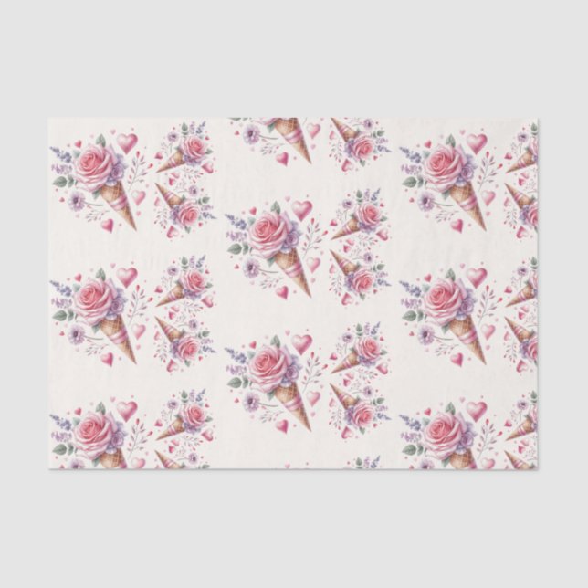 Papel De Seda Banho de Tinta Aquarela Sorvete Chá de Noiva (Frente )