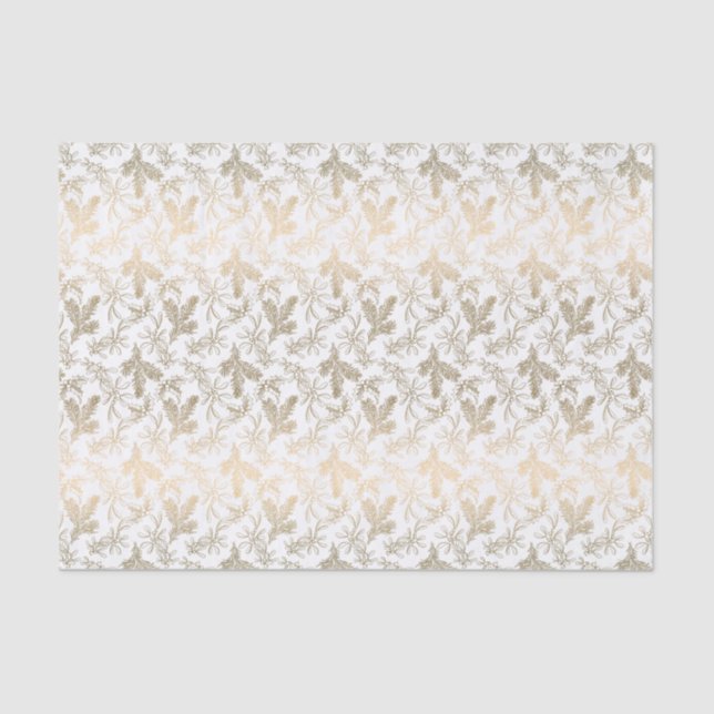 Papel De Seda Banhos Dourados, Mistletoe Pine gravados (Frente )