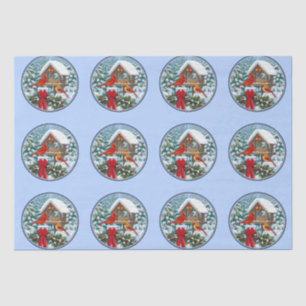 Papel De Seda Banquete de Natal dos Cardeal Azul
