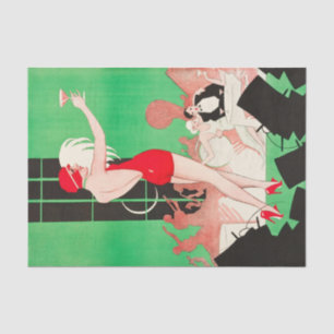 Papel De Seda Bar Arte Deco Flapper Dancing Cena de 1920 Gatsby
