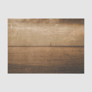 Papel De Seda Barco à Vela Náutica Vintage Textura Oceano Velho