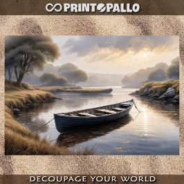 Papel De Seda Barco abandonado na lama ao amanhecer