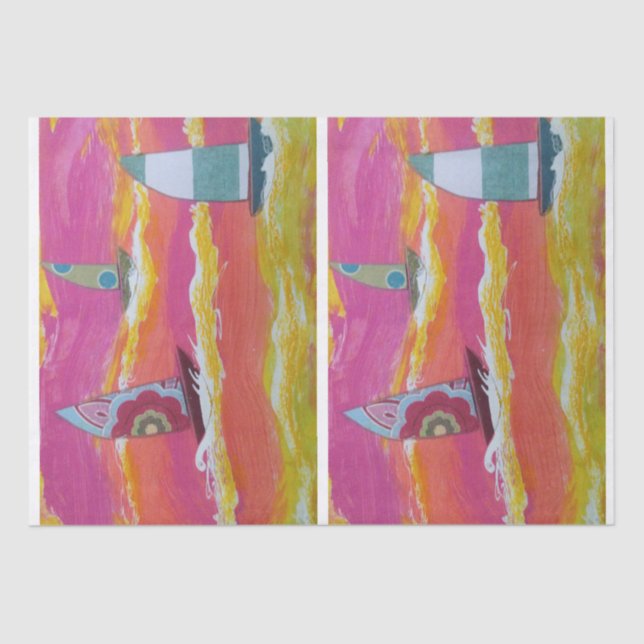 Papel De Seda Barcos à vela coloridos (Frente )