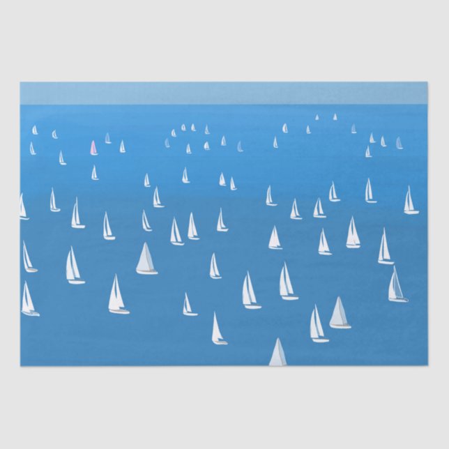 Papel De Seda Barcos à vela no mar azul profundo - Barcos à vela (Frente )