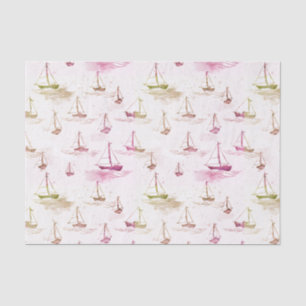 Papel De Seda Barcos à Vela Rosa Roxo Serenos no Padrão do Mar