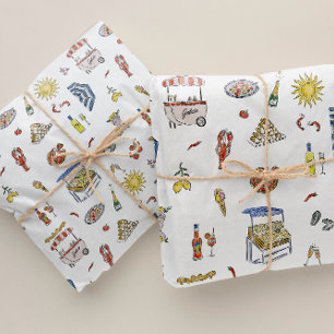 Papel De Seda Barrafa de Verão italiana mediterrânica