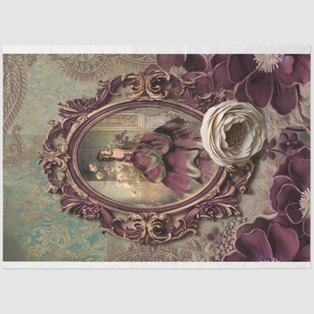 Papel De Seda Barroco Elegante Lady Bouffant Vestir Retrato (Frente )