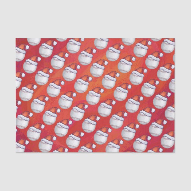 Papel De Seda Baseball com Santa Hat em Vermelho (Frente )