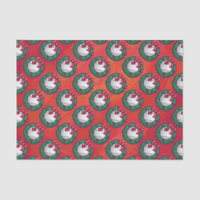Papel De Seda Baseball em Wreath em Vermelho (Frente )