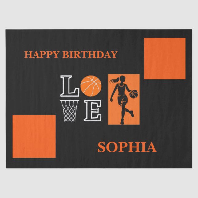 Papel De Seda Basketball Swoosh Black Birthday Large Gift Bag (Frente )