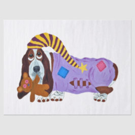 Papel De Seda Basset Hound in PJs with teddy bear