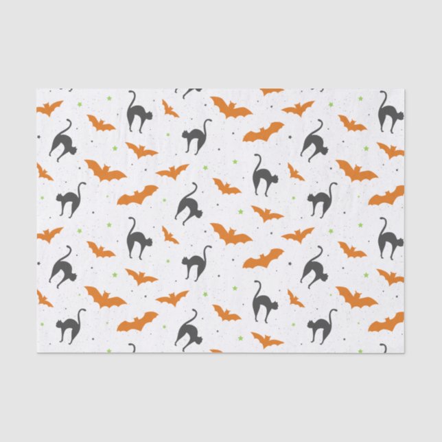 Papel De Seda Bastões e gatos o Dia das Bruxas (Frente )