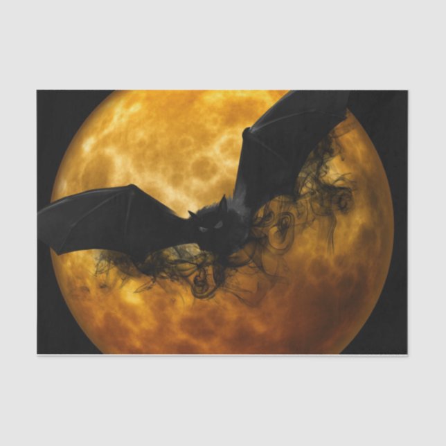 Papel De Seda Bat e lua de colheita caem preto amarelo elegante (Frente )