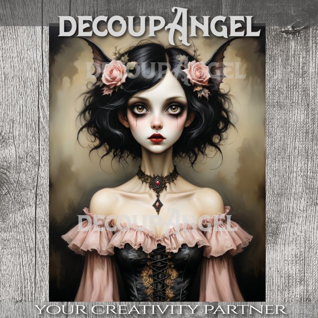 Papel De Seda Bat Woman Gothic Elegance Decoupage (Criador carregado)