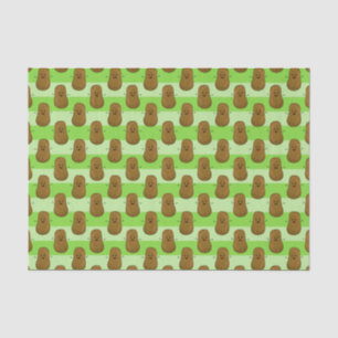 Papel De Seda Batatas Felizes Em Um Fundo Listrado Verde