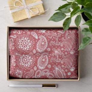 Papel De Seda Batik branco vermelho estilo boho padrão floral pa