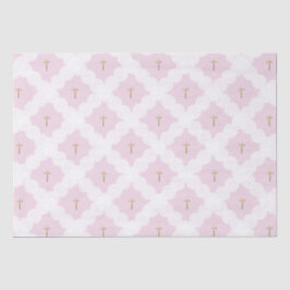 Papel De Seda Batismo elegante de padrão branco-transversal cor-