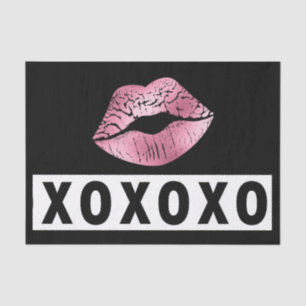 Papel De Seda Batom Rosa Brisos XOXO Preto E Branco