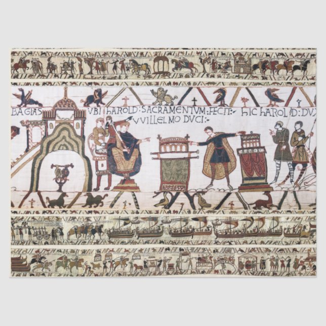 Papel De Seda BAYEUX TAPESTRY Harold fez juramento sobre Relíqui (Frente )