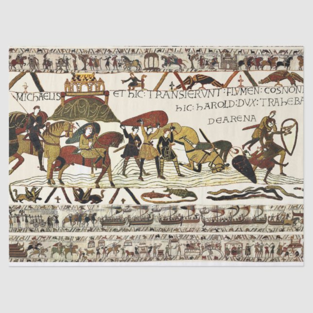 Papel De Seda BAYEUX TAPESTRY William no Mont Santo-Michel (Frente )