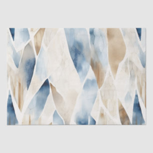 Papel De Seda Beach Cream Blue Abstrato