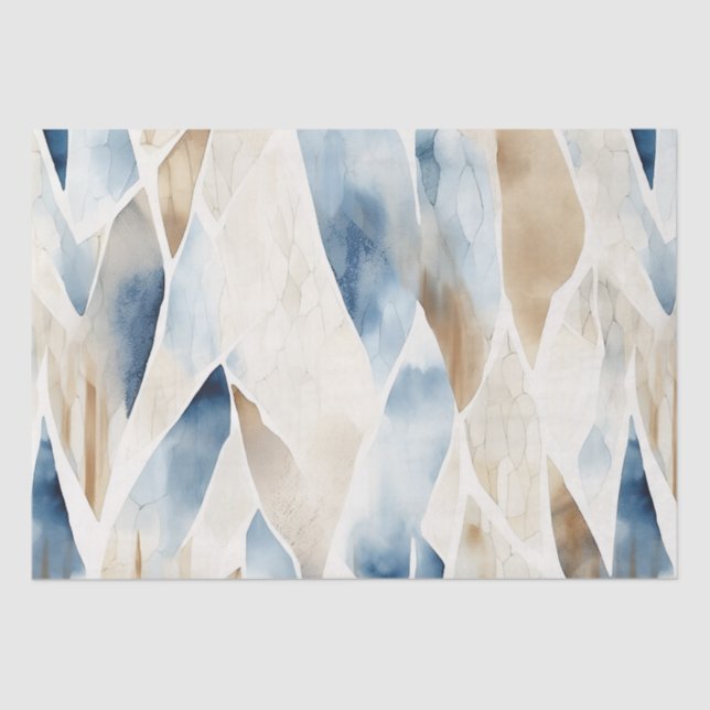 Papel De Seda Beach Cream Blue Abstrato (Frente )