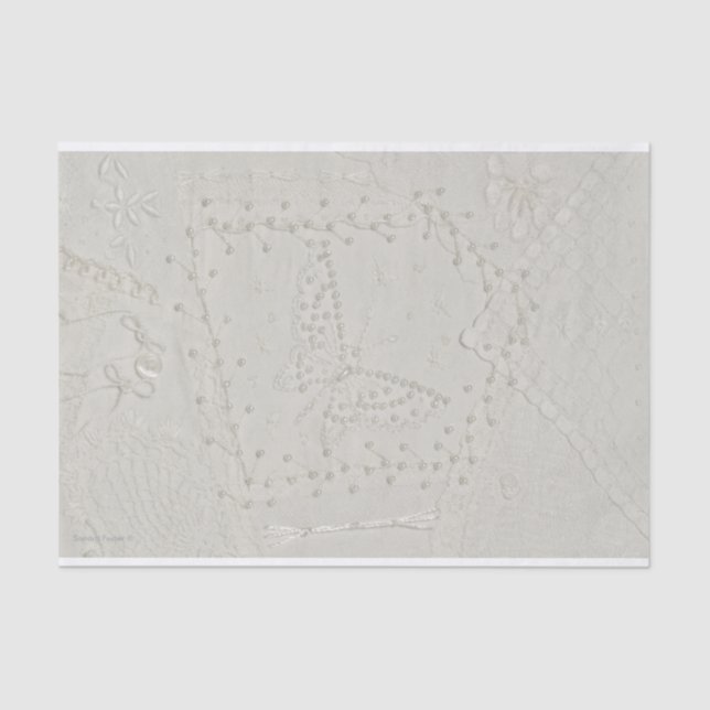 Papel De Seda Beaded Embroidered Crazy Quilt Design Tissue Paper (Frente )