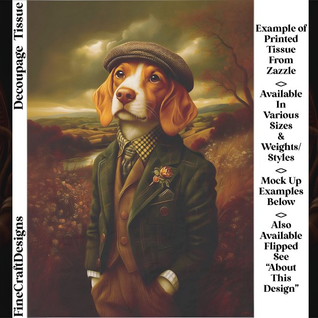 Papel De Seda Beagle Country Gentleman Landscape EX9L Decoupage (Criador carregado)