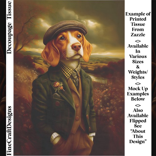 Papel De Seda Beagle Country Gentleman Landscape EX9R Decoupage (Criador carregado)