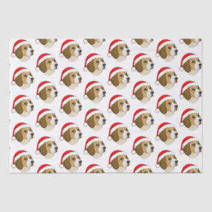 Papel De Seda Beagle em um Chapéu de Papai Noel no Natal