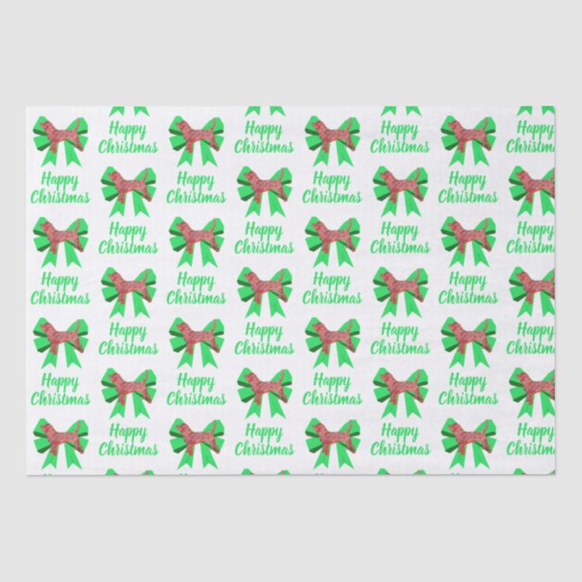 Papel De Seda Beagle Hound Christmas Cachorro e Arco White Tecid (Frente )