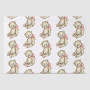 Papel De Seda Bear Bear Rosa Menina Molho De Aquarela
