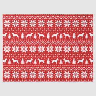 Papel De Seda Beauceron Silhouettes Padrão de Natal Vermelho