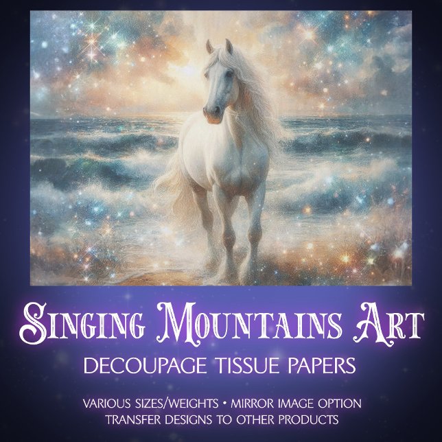 Papel De Seda Beautiful Coastal Horse and Ocean Art Decoupage (Criador carregado)